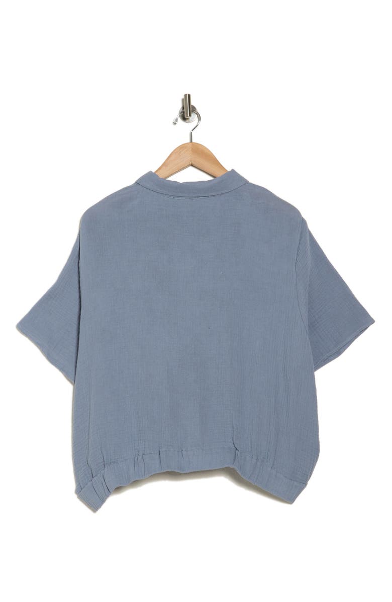 T Tahari Short Sleeve Gauze Tie Camp Shirt, Alternate, color, Mid Steel Blue