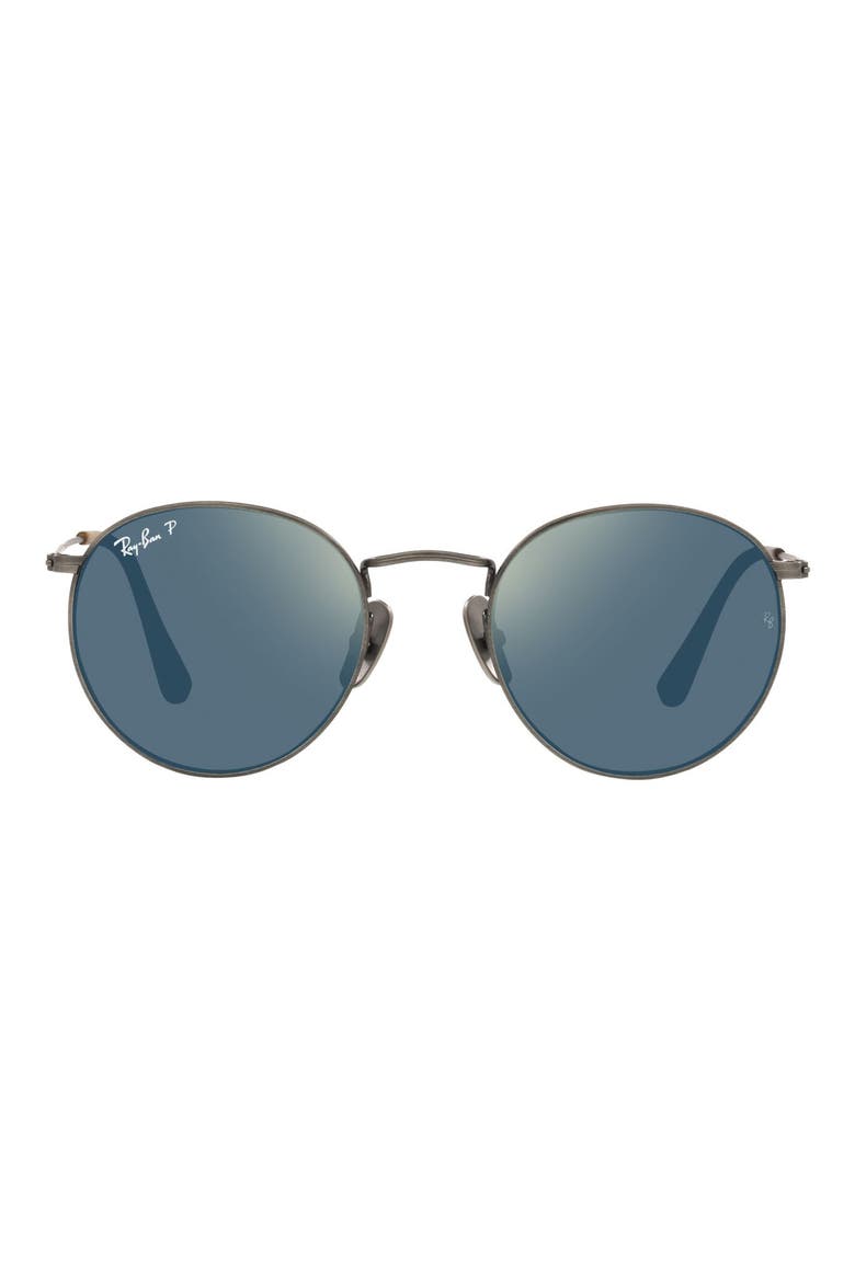 Titanium 50mm Gradient Round Sunglasses, Main, color, PEWTER