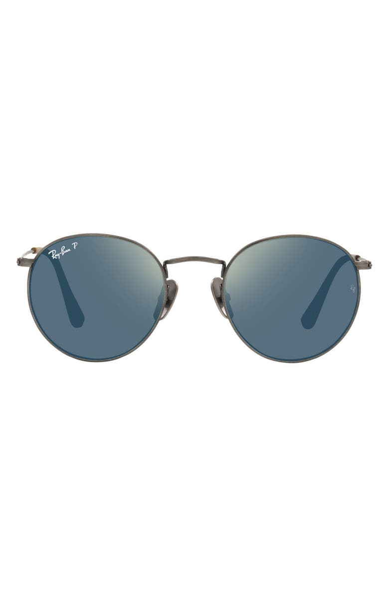 Ray-Ban Titanium 50mm Gradient Round Sunglasses, Main, color, 