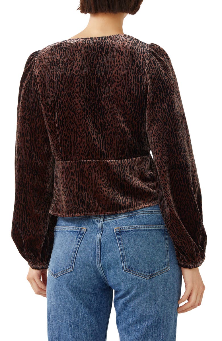& Other Stories Puff Shoulder Velvet Button-Up Top, Alternate, color, 