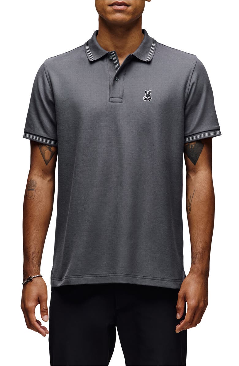 Psycho Bunny Hart Tipped Pima Cotton Piqué Polo, Main, color, Blackened Pearl