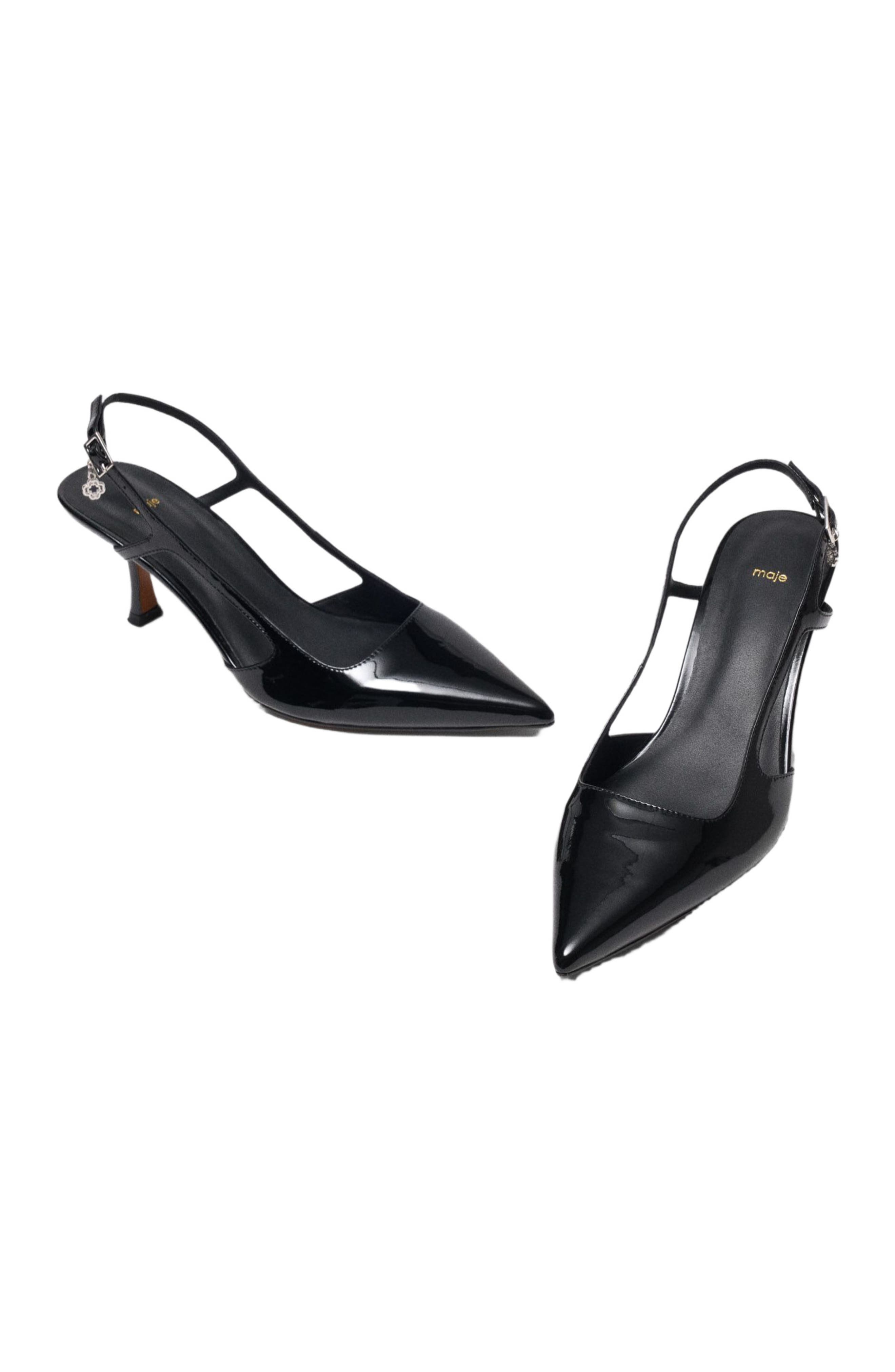 maje Patent leather slingback pumps, Alternate, color, Black