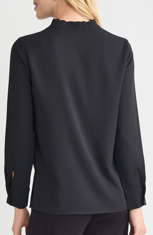 Misook Crêpe De Chine Long Sleeve Shirt In Black