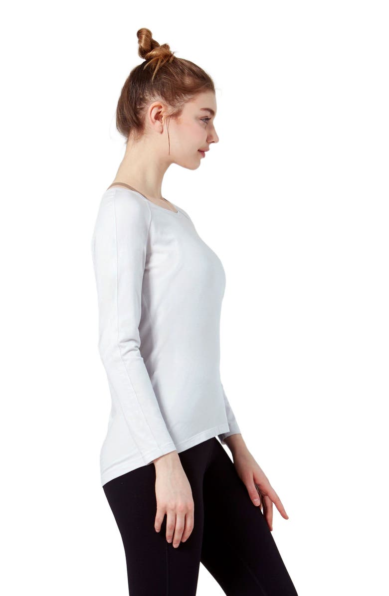 Rebody Active Rebody Essentials Scooped Long Sleeve Top, Alternate, color, Ice Grey