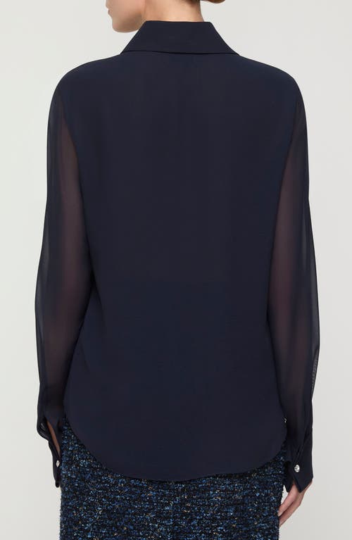Lafayette 148 New York Pintuck Bib Silk Georgette Button-up Shirt In Black