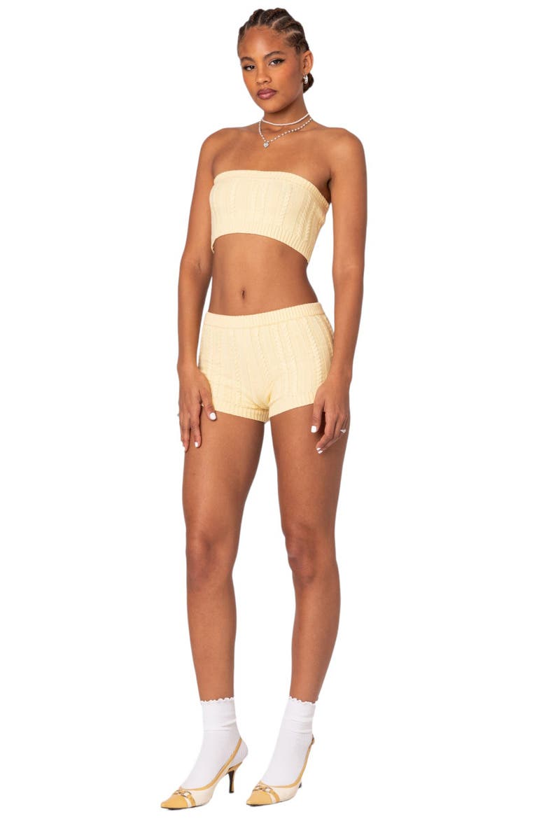 Raegan Cable Stitch Shorts, Alternate, color, YELLOW