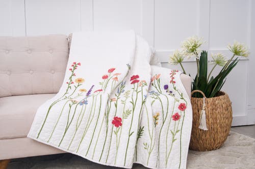 C & F Home C&f Home 50" X 60" Botanical Field Floral Embroidered Quilted Throw Blanket In Pink