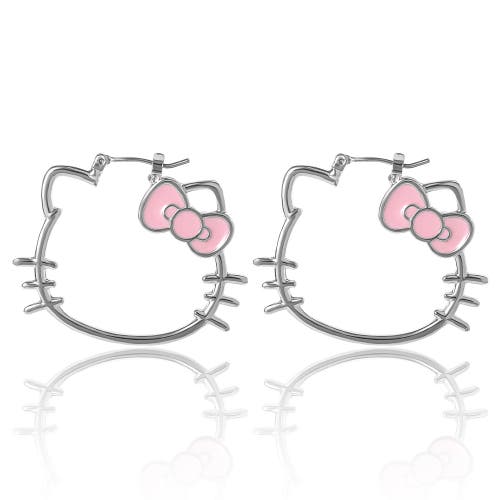 Hello Kitty Silhouette Hoop Earrings In Silver