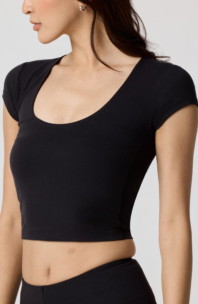 Florence by Mills Power Mesh Plunge Tee, Alternate, color, Black