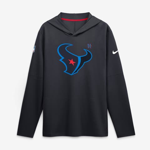 Men's Nike Navy Houston Texans Sideline Alternate Lightweight Long Sleeve Hooded Dri-FIT T-Shirt