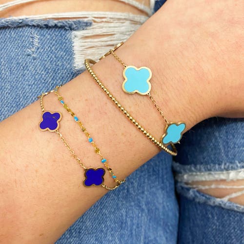 The Lovery Fine Jewelry Small Lapis Clover Bracelet In Blue