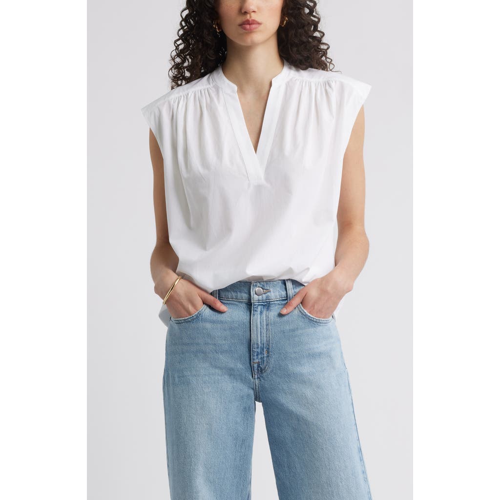 Nordstrom Shirred Cap Sleeve Top In White