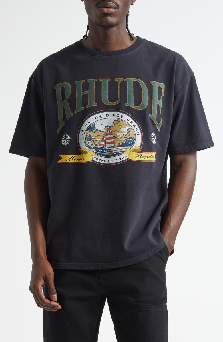 Rhude Monaco Regatta Graphic T-Shirt, Main, color, 