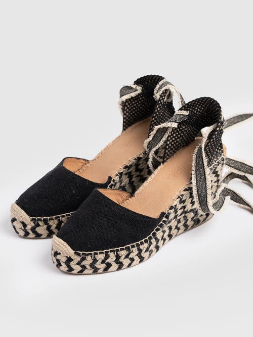 Saint + Sofia Rowe Espadrille Tie Wedges In Black