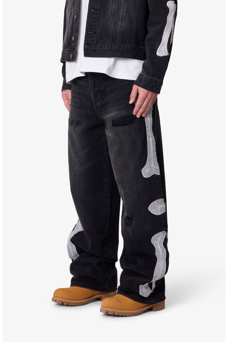 Raw Skeleton Distressed Ultra Baggy Jeans, Alternate, color, WASHED BLACK
