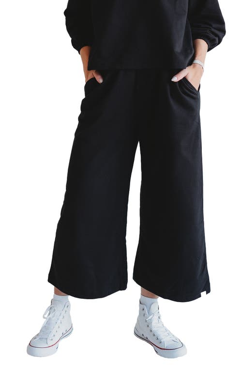 Turtledove London Organic Cotton Noor Wide Leg Trousers In Black