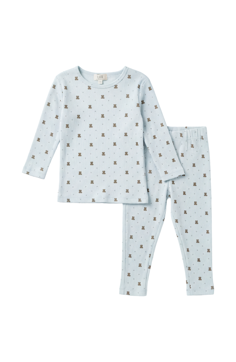 LUX Regular Bear Ribbed Top and Pant 2 Piece Set, Main, color, Chalk Blue