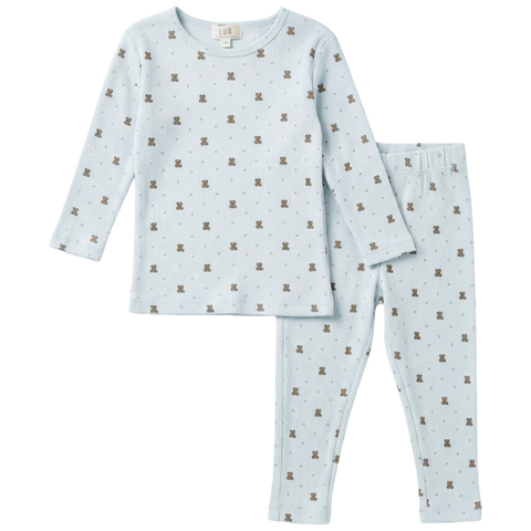 Bear Ribbed Top & Elastic Waist Pants Two Piece Set (Toddler, Little Kid & Big Kid)