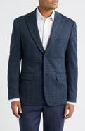 DANIEL HECHTER Navy Shadow Check Slub Cotton Blend Sport Coat
