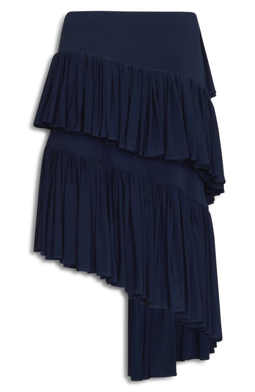Alaïa Womens Minuit Ruffled High-waist Knitted Maxi Skirt In Marine Fonce