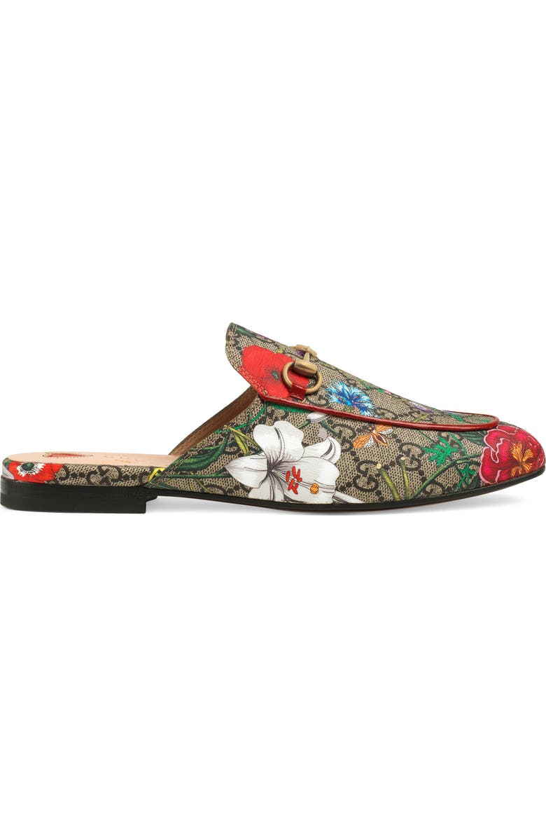 Gucci Princetown Floral GG Supreme Loafer Mule, Alternate, color,