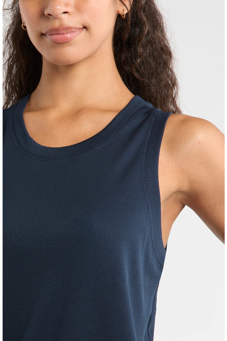 Piqué Mesh Scuba Tank Dress, Alternate, color, NAVY SAPPHIRE