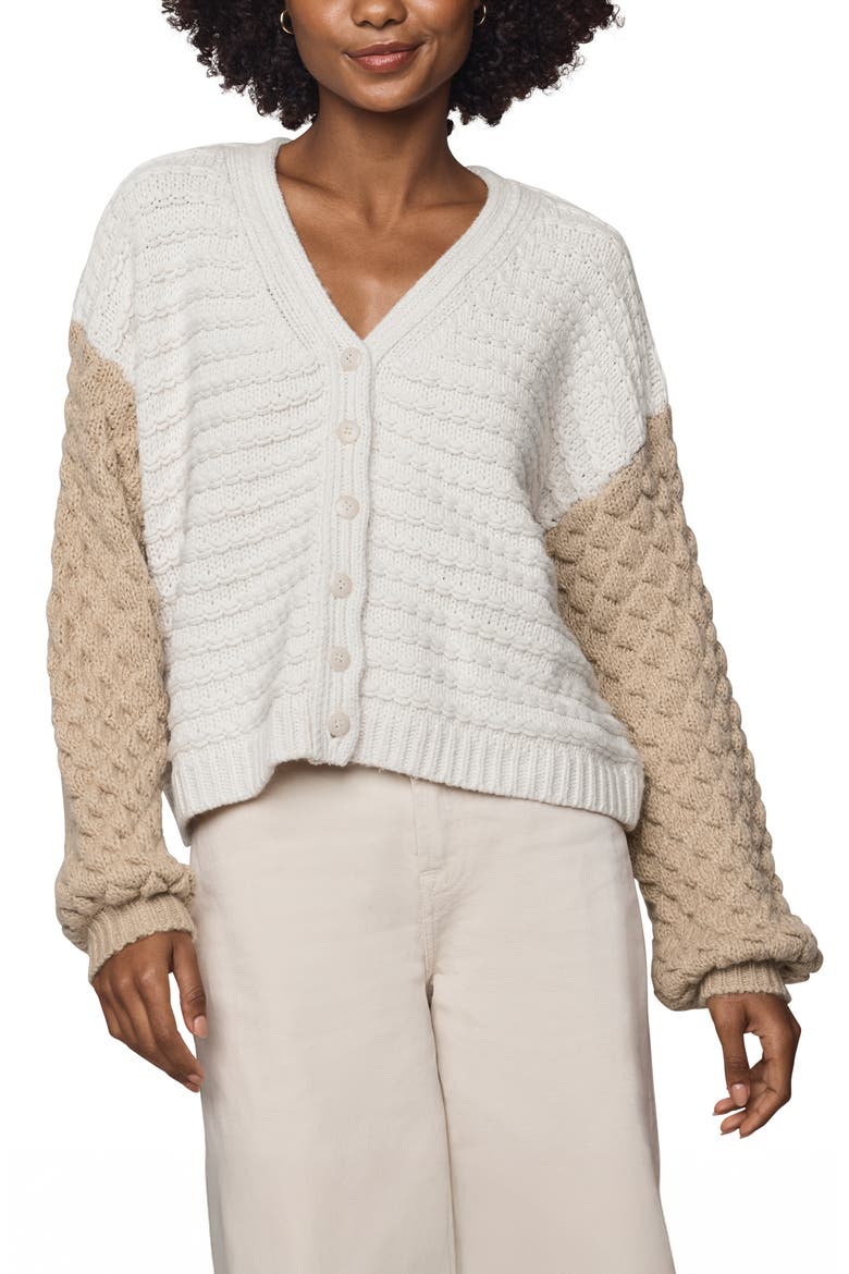 Maria Bobble Cardigan, Main, color, PALE OAK IVORY/ LIGHT CEDAR