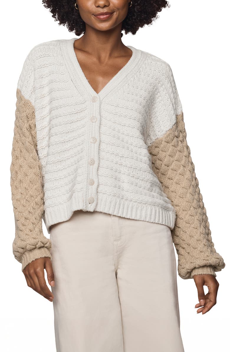 Splendid Maria Bobble Cardigan, Main, color, Pale Oak Ivory/ Light Cedar