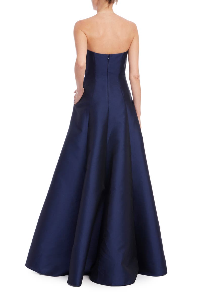 Strapless Satin Gown, Alternate, color, NAVY