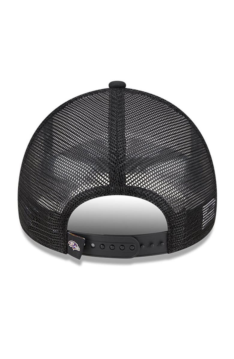 New Era Men's New Era White/Black Baltimore Ravens Stacked A-Frame Trucker 9FORTY Adjustable Hat, Alternate, color,