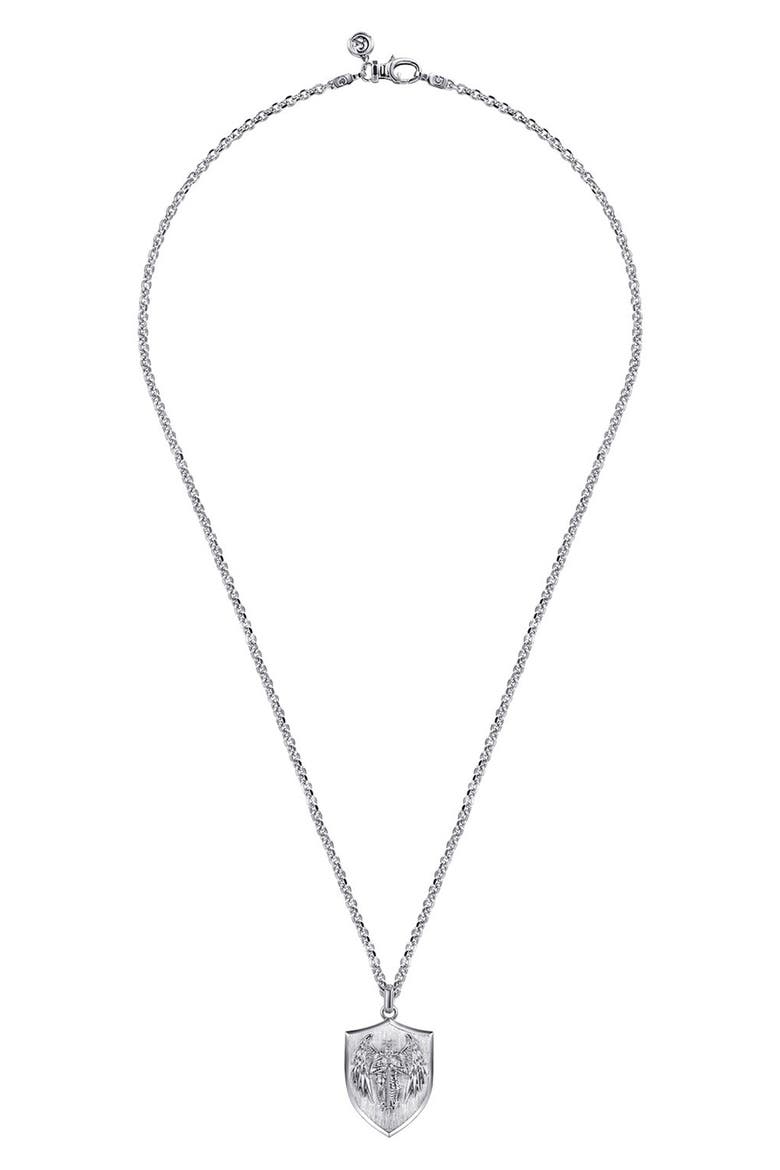 Modern Relics Sterling Silver Shield Pendant Necklace, Alternate, color, STERLING SILVER
