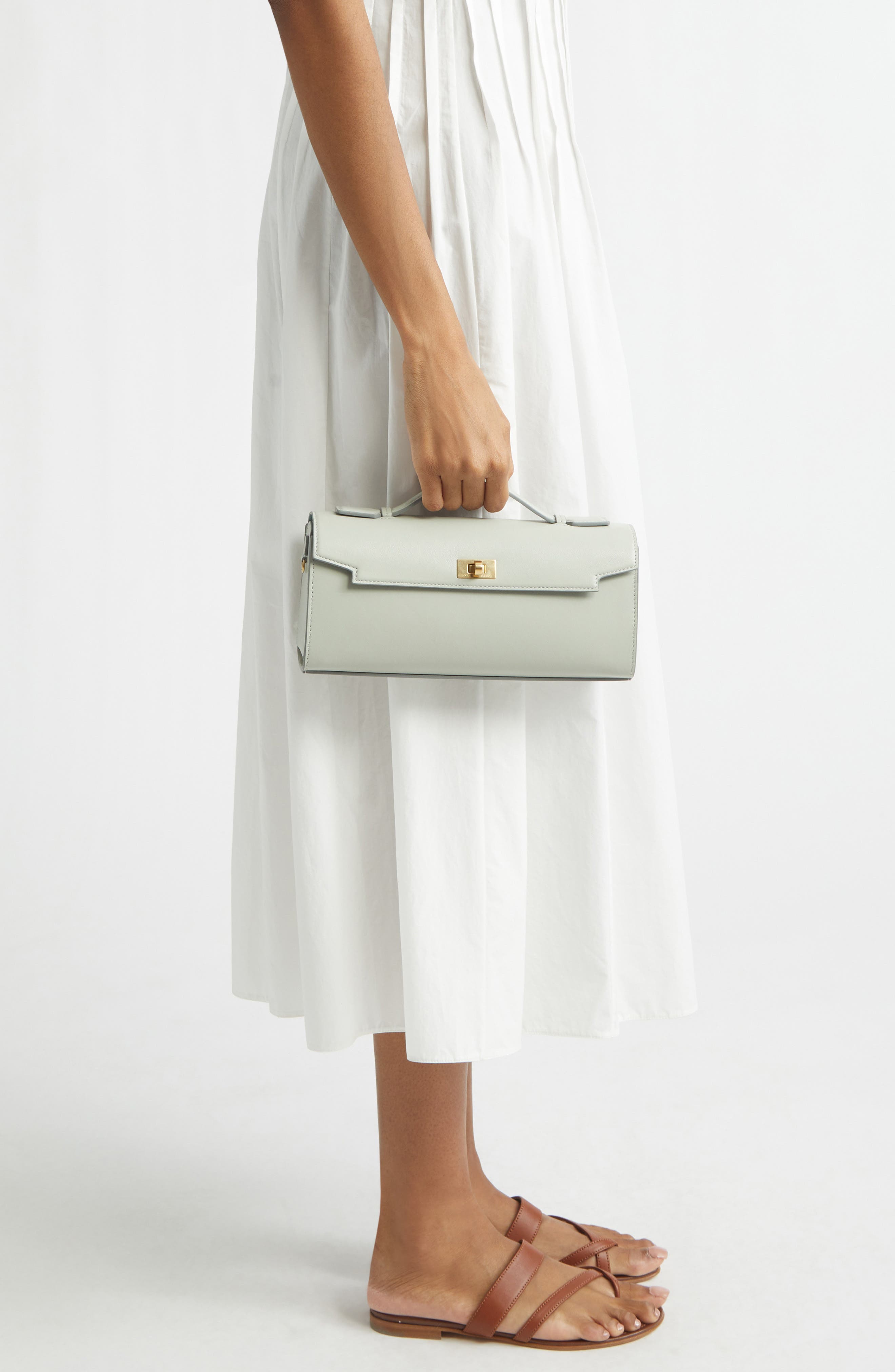 Anya Hindmarch Mortimer Leather Clutch, Alternate, color, Iceberg