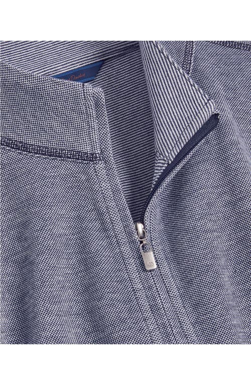David Donahue Cotton Blend Zip-up Jacket In Navy