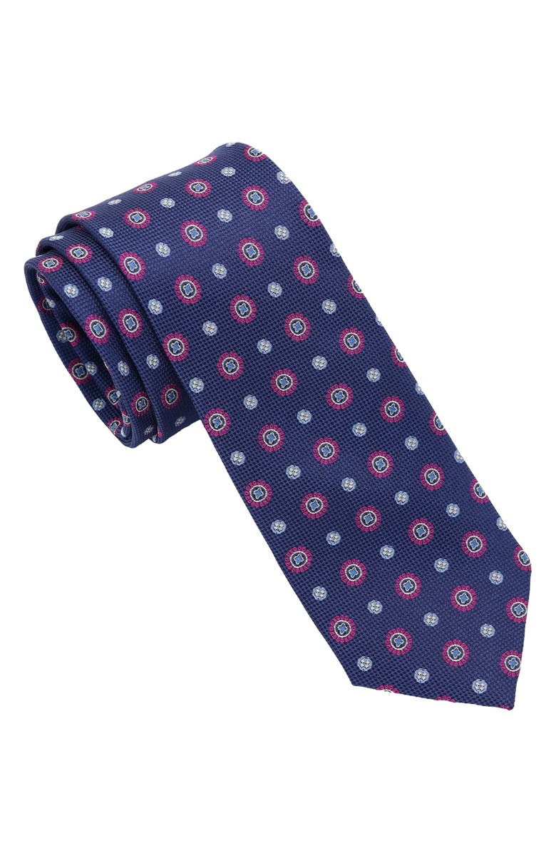 Ben Sherman Medallion Tie, Main, color, Navy Berry