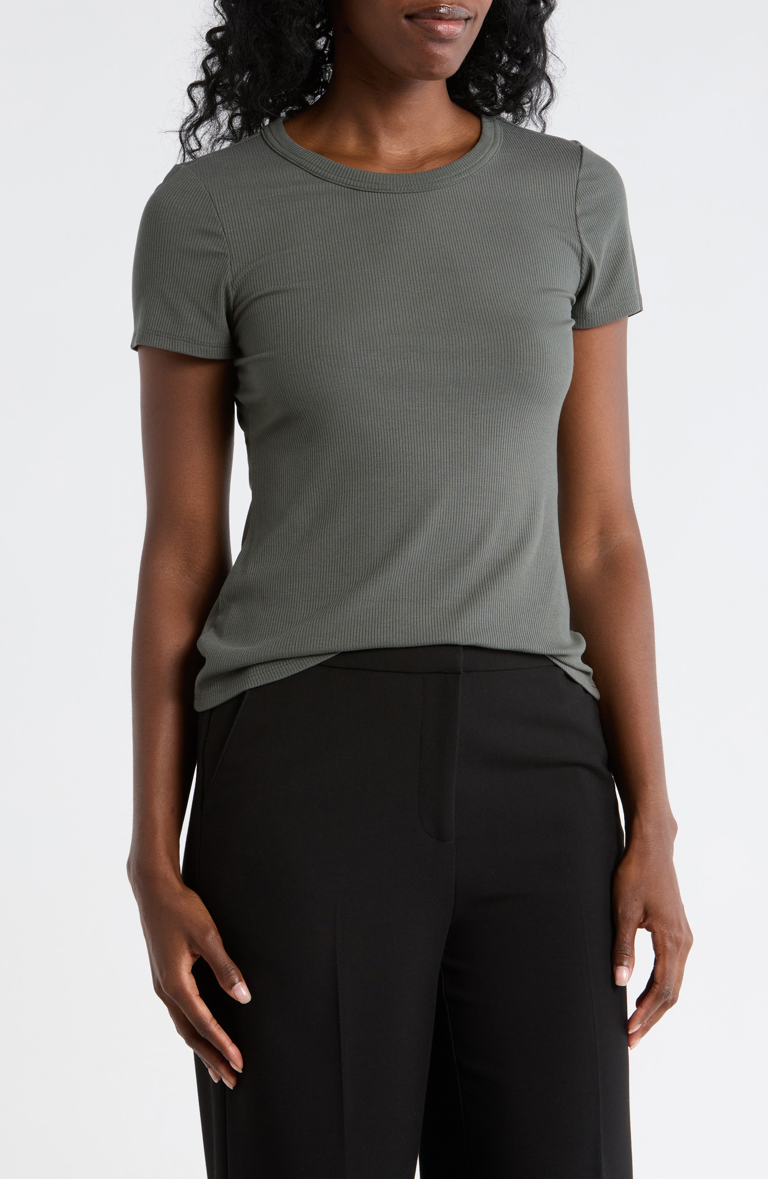 Rib Knit Jersey T-Shirt - image 3