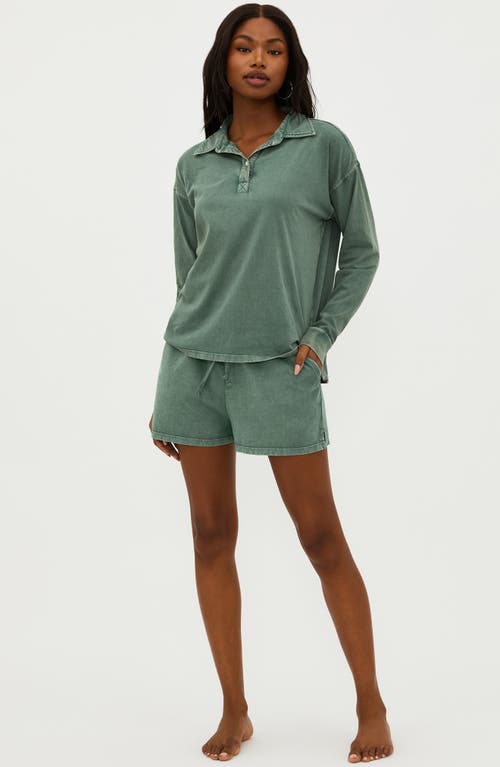 Shop Beach Riot Zion Long Sleeve Cotton Polo In Queen Palm