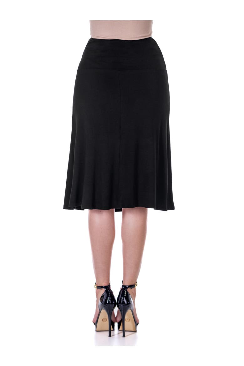 Petite A Line Elastic Waist Knee Length Skirt, Alternate, color, Black