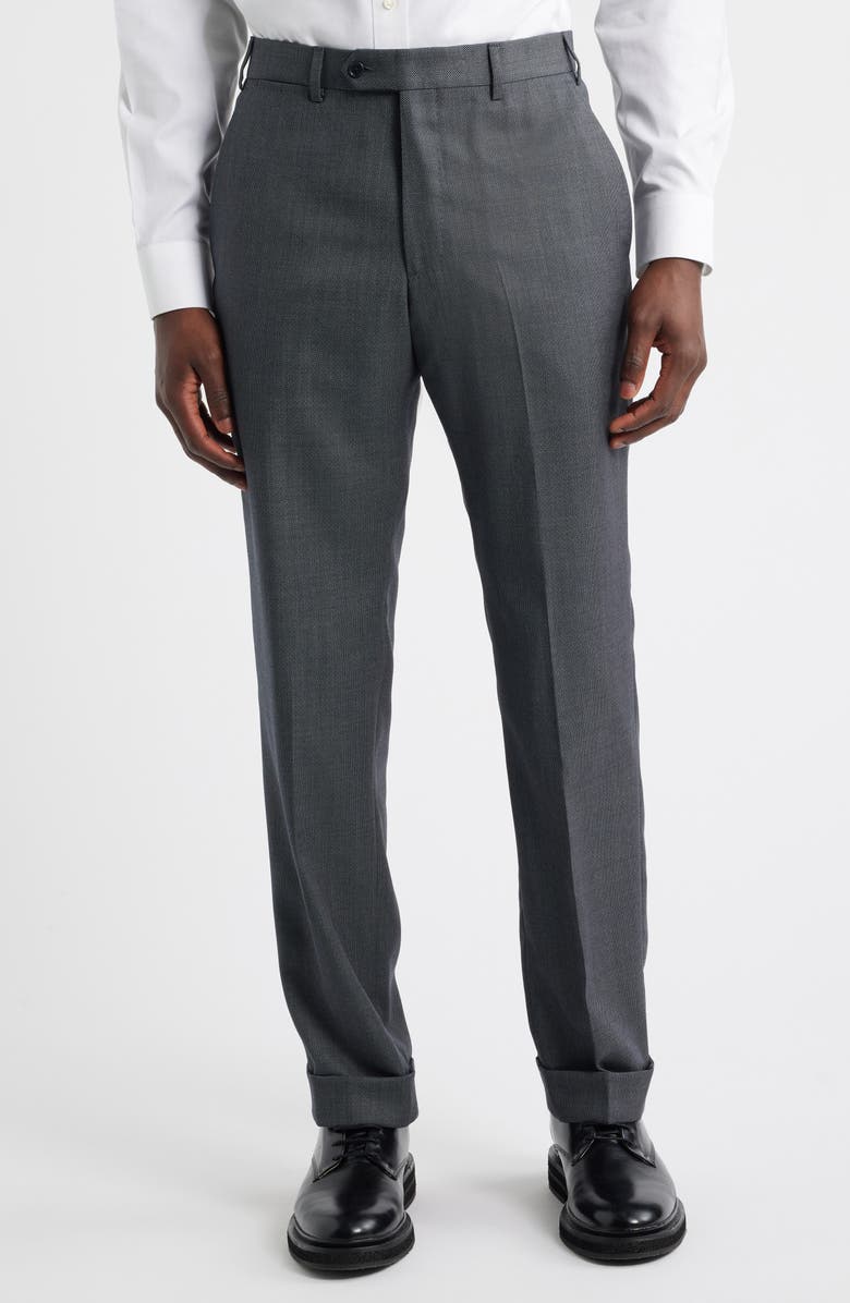 Emporio Armani Grey Nailhed Virgin Wool Suit, Alternate, color, Graphite