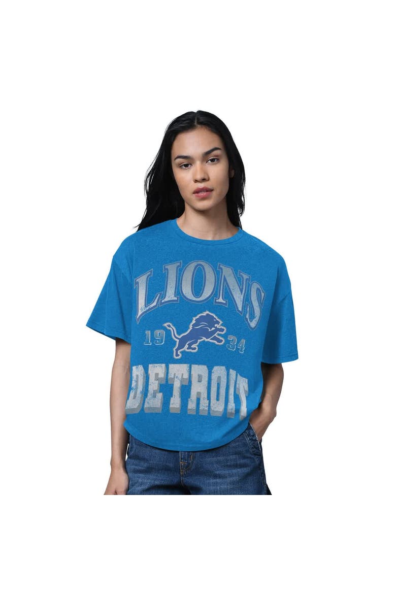Women's Starter Heather Blue Detroit Lions Oversized Hall of Fame T-Shirt, Main, color, Heather Blue