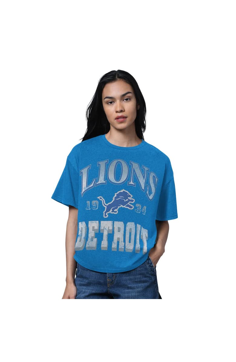 STARTER Women's Starter Heather Blue Detroit Lions Oversized Hall of Fame T-Shirt, Main, color, Heather Blue