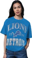 STARTER Women's Starter Heather Blue Detroit Lions Oversized Hall of Fame T-Shirt