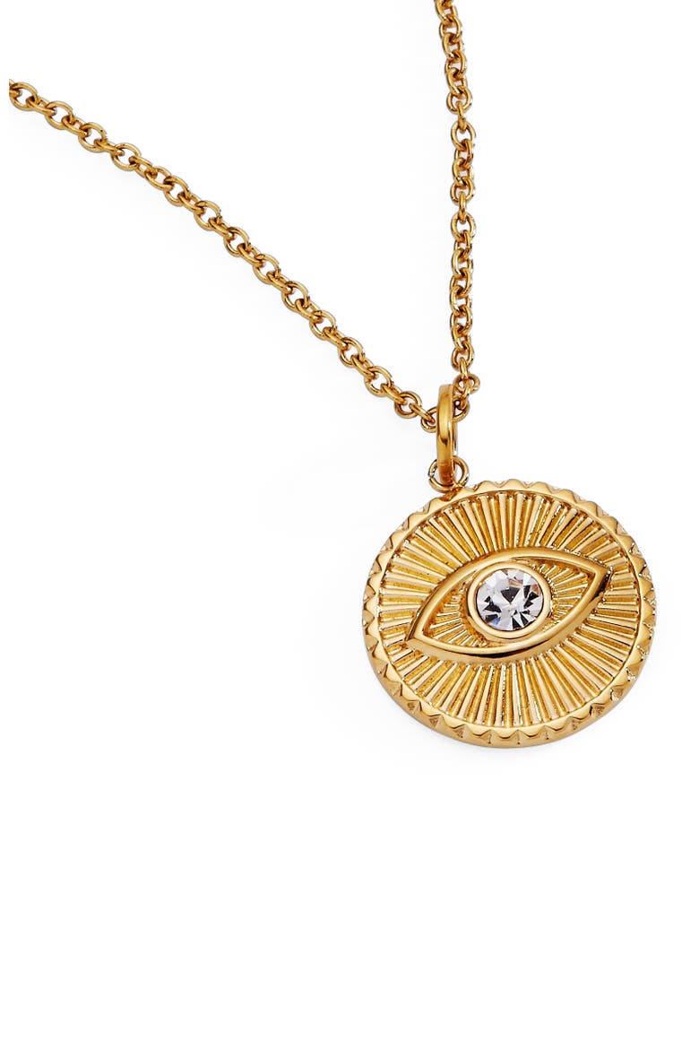 Evil Eye Crystal Pendant Necklace, Alternate, color, Gold
