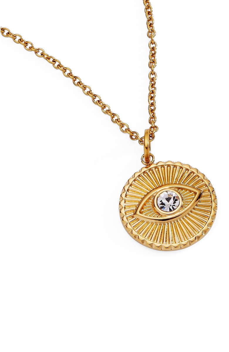 Alex and Ani Evil Eye Crystal Pendant Necklace, Alternate, color, Gold