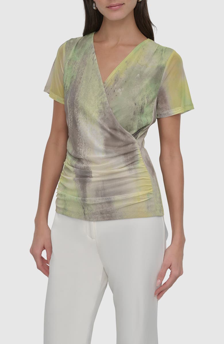DKNY Printed Mesh Top, Main, color, 