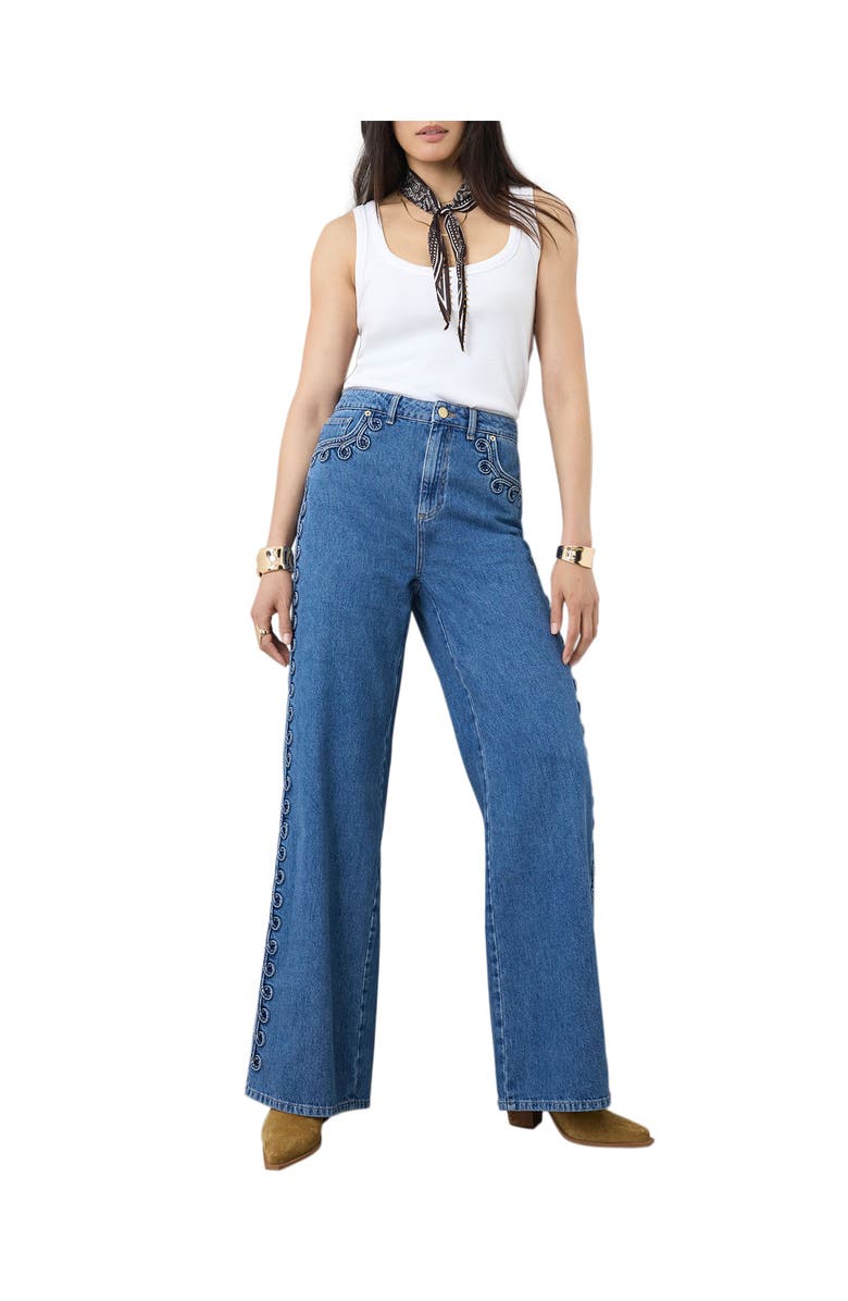 MINT VELVET Swirl Detail Wide Jeans, Main, color,