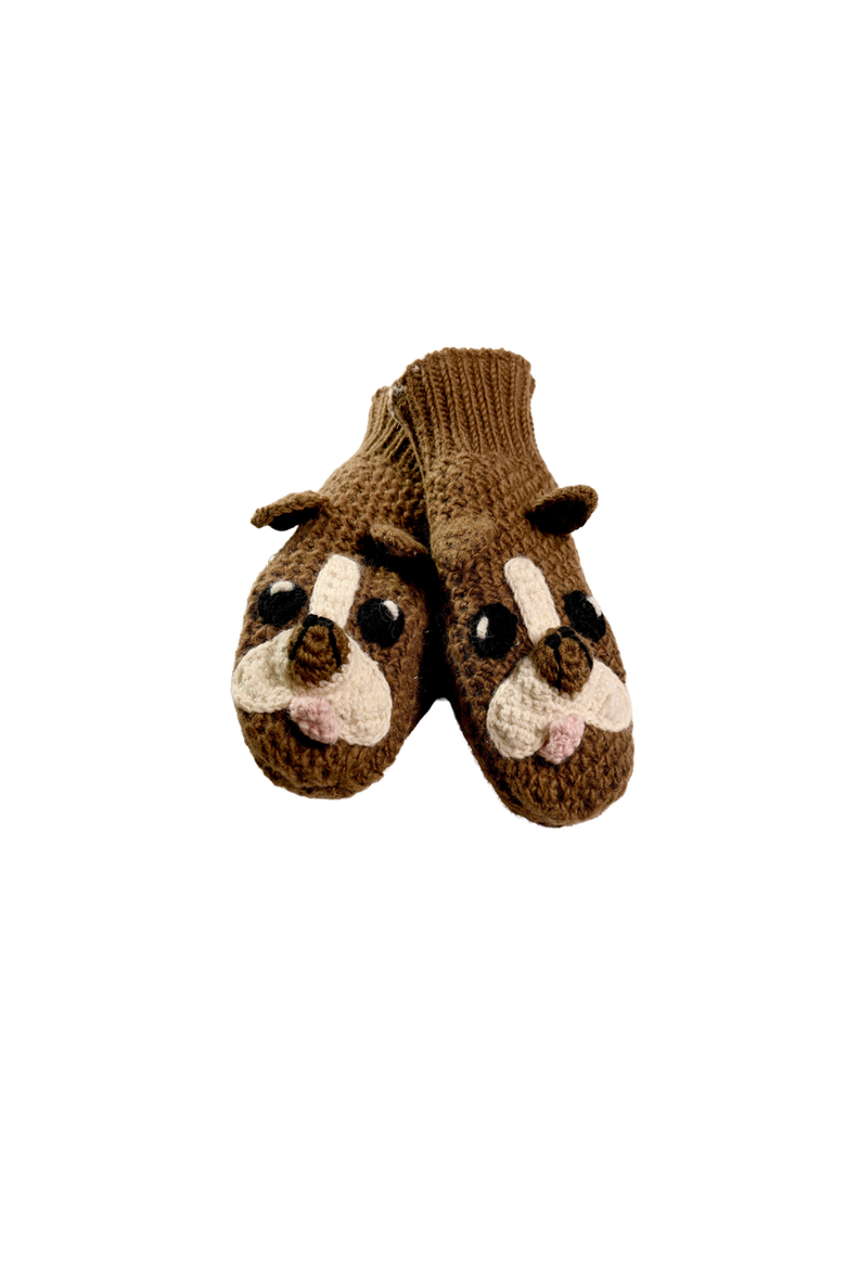 Crochet Bulldog Mittens, Alternate, color, White