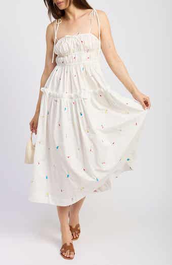 En Saison Nellie Embroidered Tiered Cotton Poplin Sundress