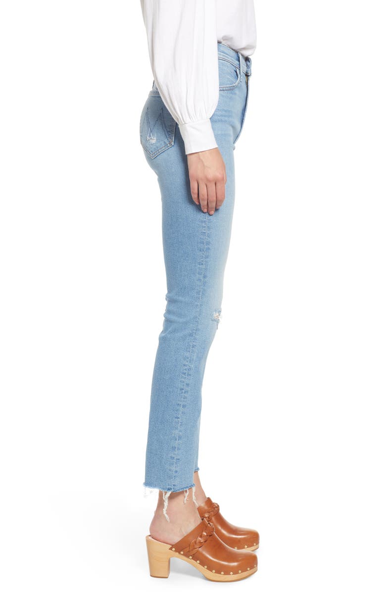 MOTHER The Hustler Distressed Raw Hem Ankle Jeans, Alternate, color, 