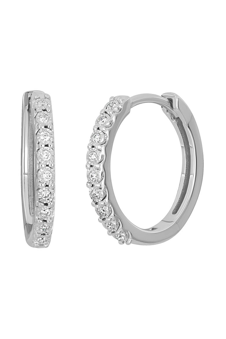 Diamond Huggie Hoop Earrings, Main, color, 18K WHITE GOLD