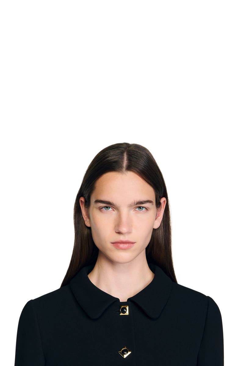 SANDRO Cropped jacket with decorative buttons, Alternate, color, Black